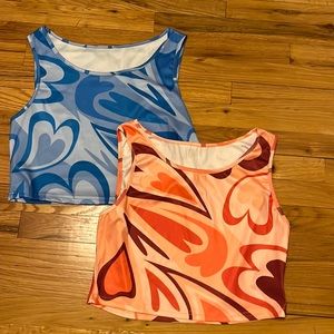 SHEIN Bundle! Plus Heart Print Tank Top in Blue & Orange!